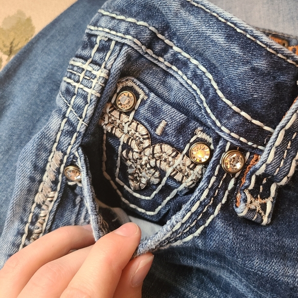 Rock Revival Betty Boot Size 25 Distressed Blue Jeans - Picture 7 of 13